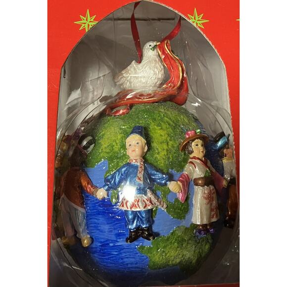 Vtg Y2K Collectible Christopher Radko Glass Ornament 5.5” United for Peace READ - Picture 9 of 10